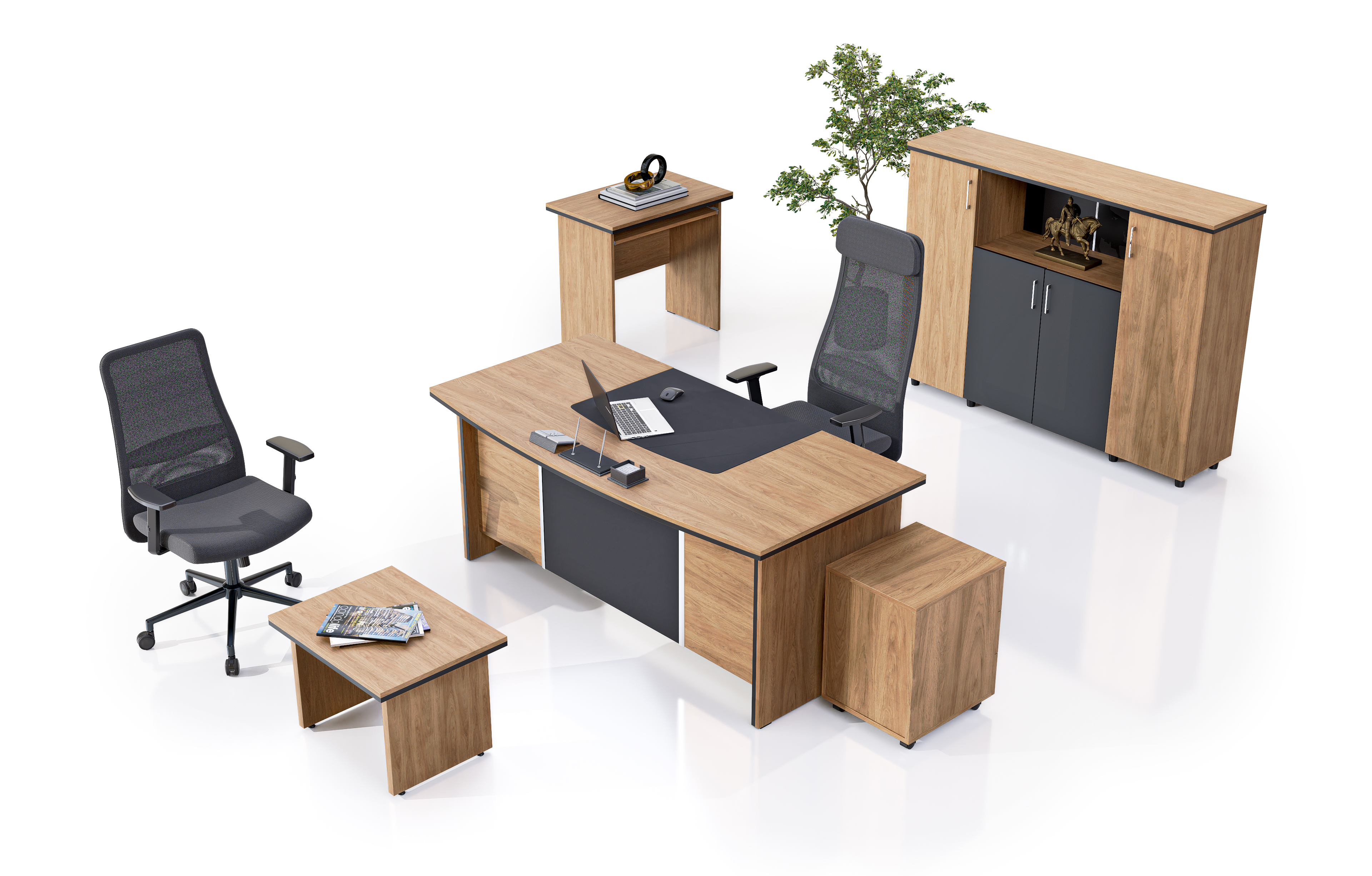 Konfull Executive Desks Forex / Egzotik Meşe-Siyah