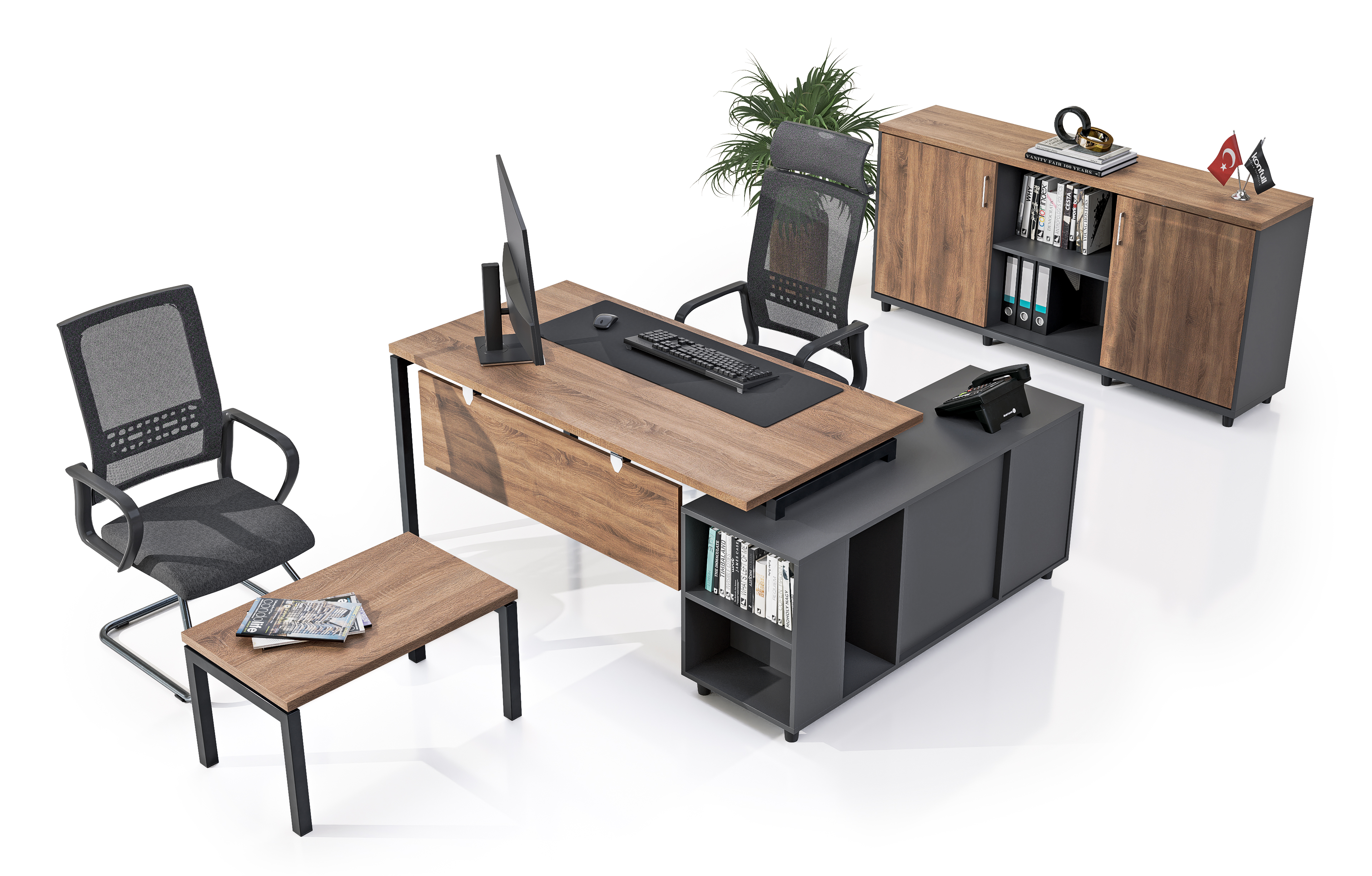 Konfull Study Desks Ferro ETA / Kafkas Meşe-Antrasit Gri