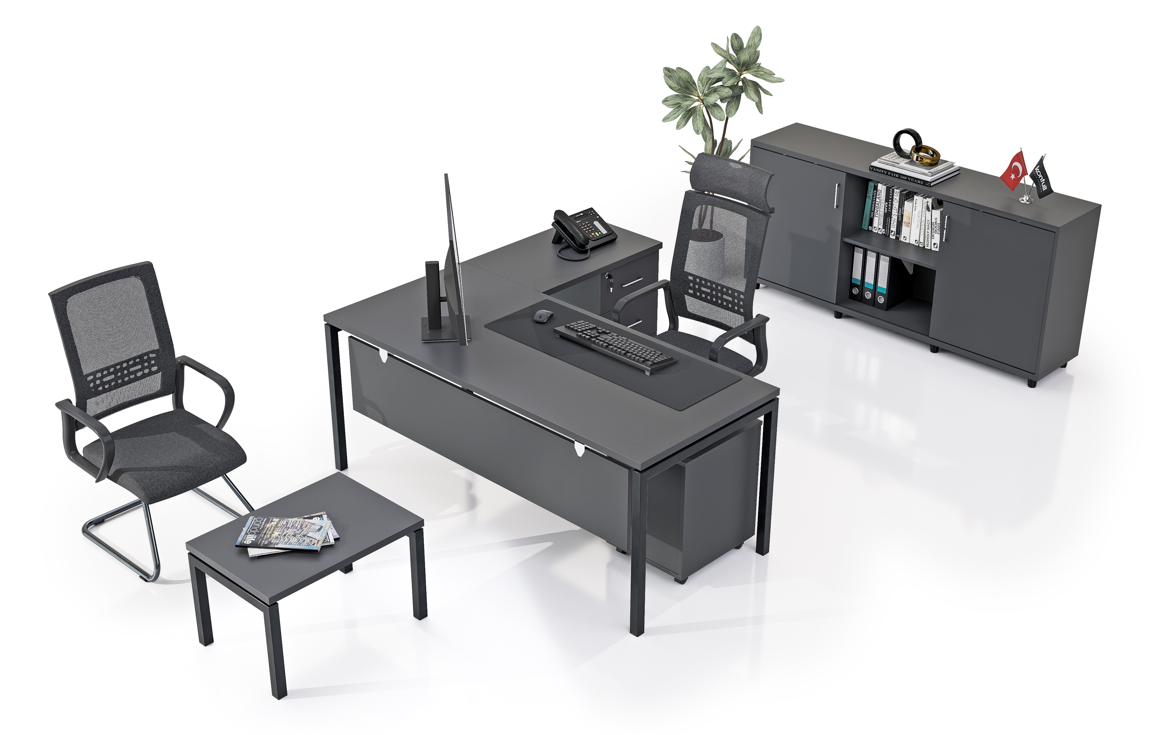 Konfull Study Desks Ferro / Antrasit Gri-