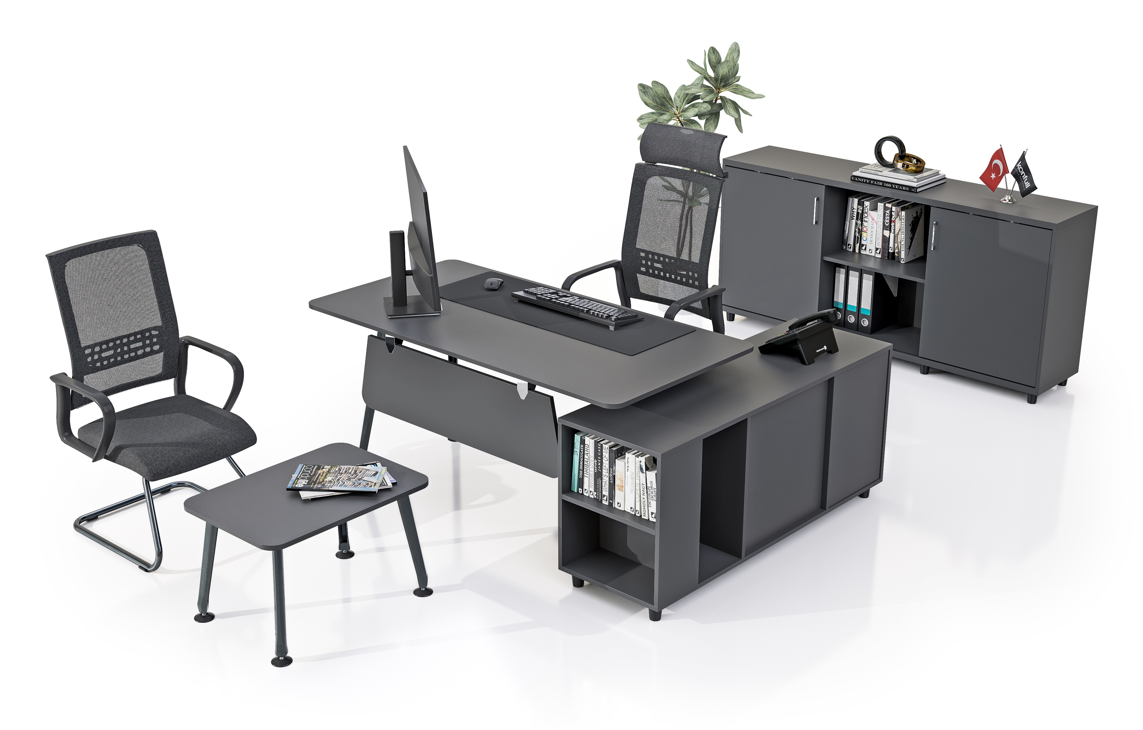 Konfull Study Desks İnter ETA / Antrasit Gri-
